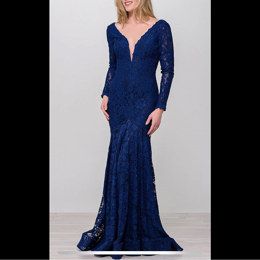 Jovani Navy Lace Dress